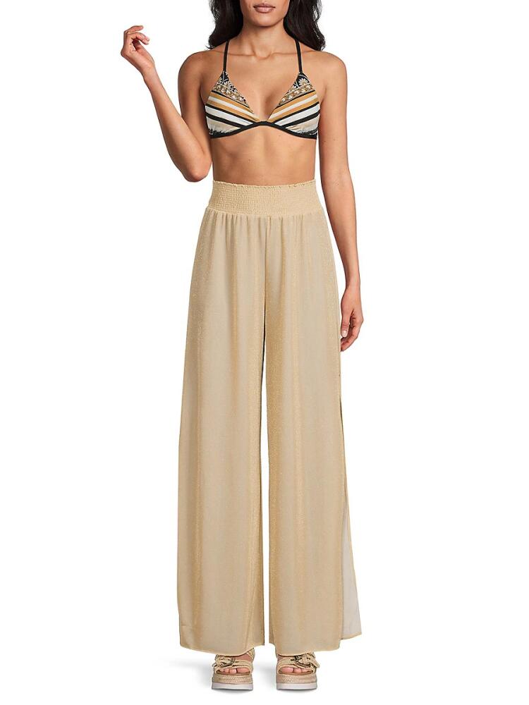 Ramy Brook Women's Athena Flat Front Side Slit Pants - Soft Gold Cover