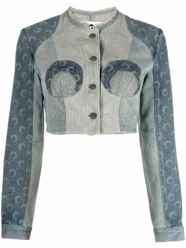 Marine Serre Regenerated cropped denim jacket - Blue Cover