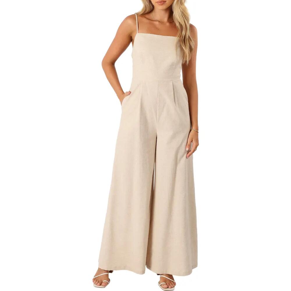 Petal & Pup Lila Wide Leg Cotton & Linen Jumpsuit in Oatmeal Cover