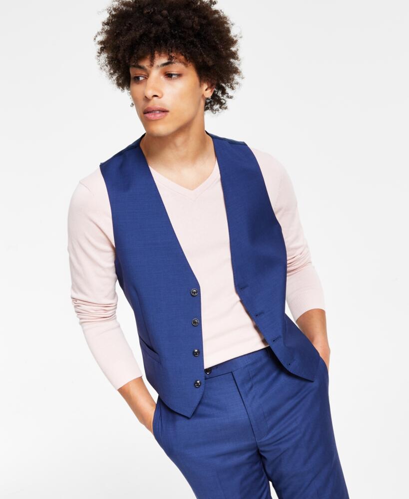 Calvin Klein Men's Slim-Fit Wool Infinite Stretch Suit Vest - Blue Cover