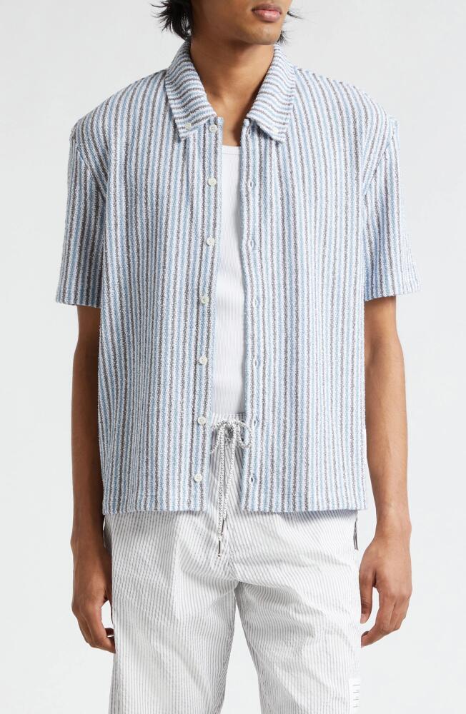 Thom Browne Stripe Short Sleeve Button-Down Shirt in Seasonal Multi Cover