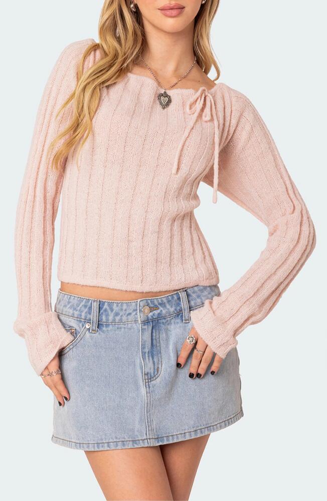 EDIKTED Emmy Open Back Sweater in Pink Cover