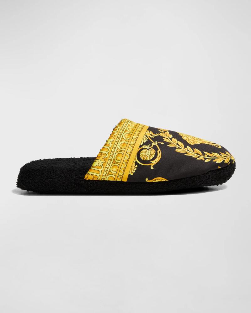 Versace Men's Barocco-Print Mule Slippers Cover