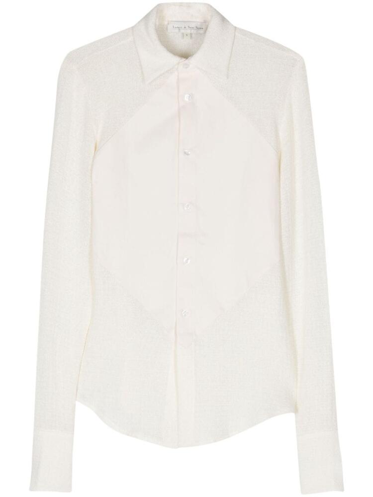 Ludovic de Saint Sernin contrasting-panels semi-sheer shirt - Neutrals Cover