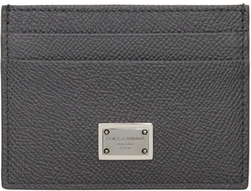 Dolce&Gabbana Gray Dauphine Calfskin Card Holder Cover