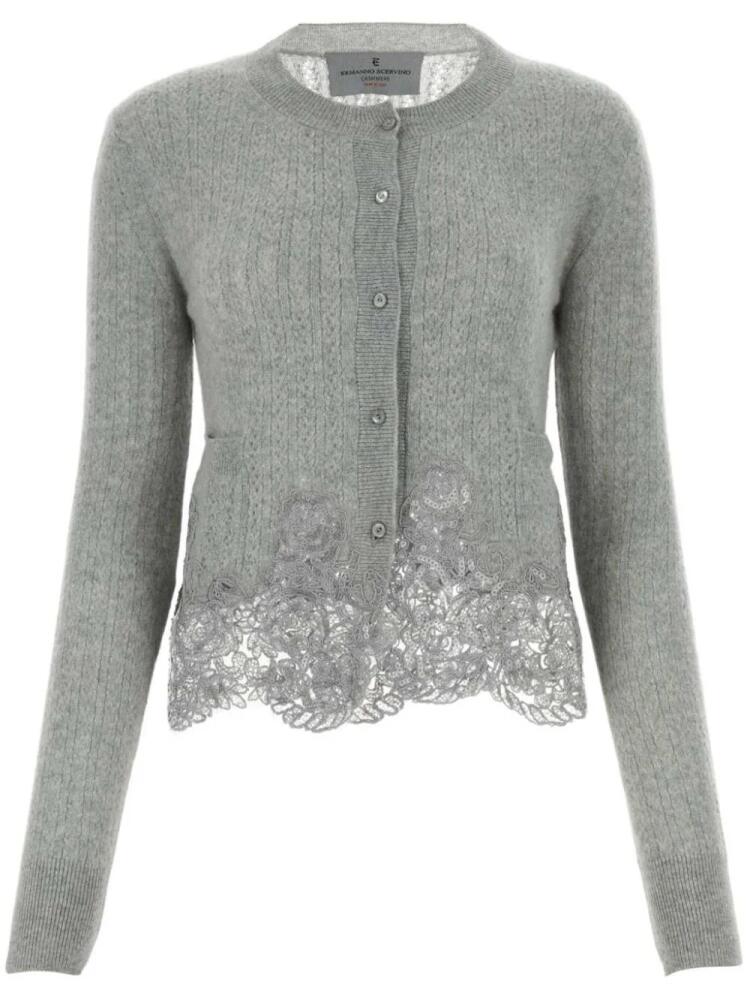 Ermanno Scervino lace-trim cashmere cardigan - Grey Cover