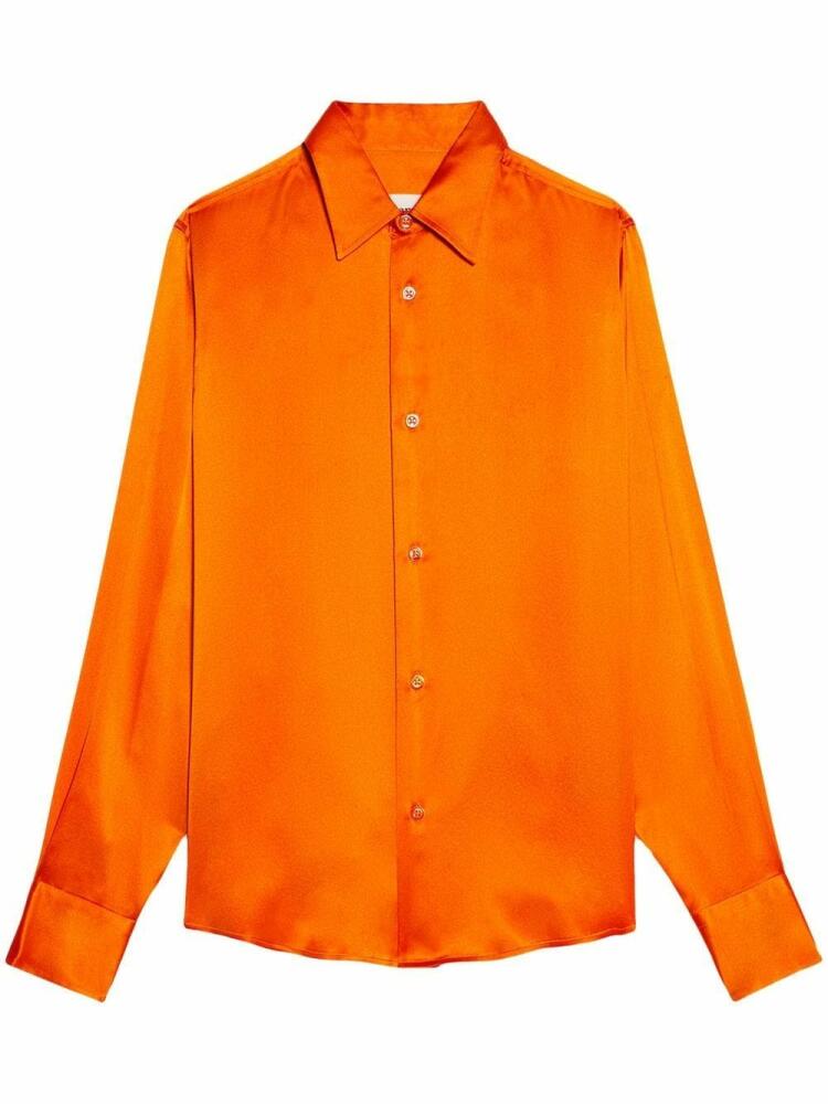 AMI Paris long-sleeve silk shirt - Orange Cover