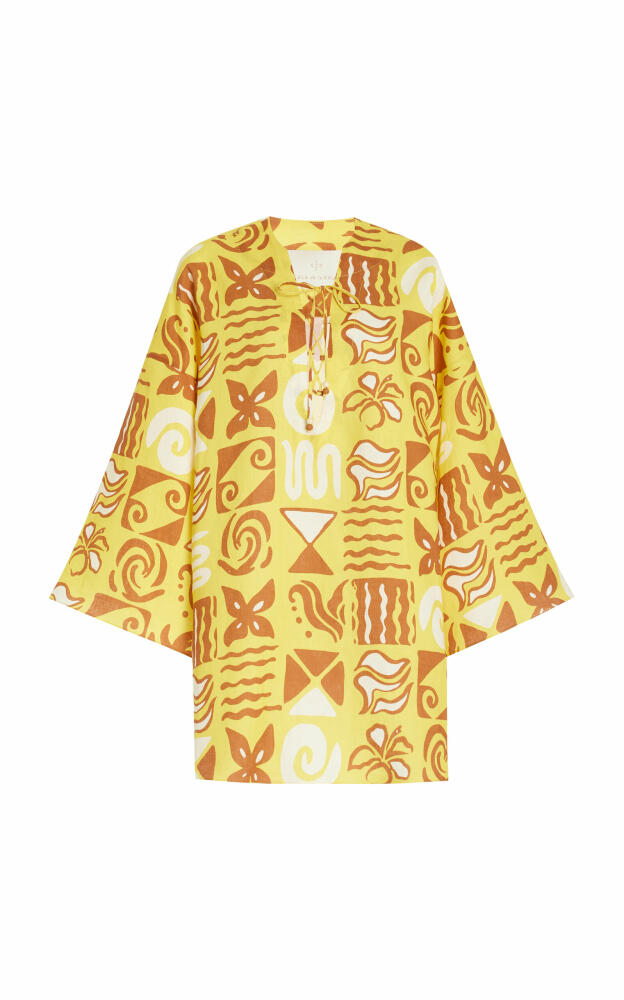 Cala de la Cruz - Exclusive Turin Linen Tunic Mini Dress - Yellow Cover