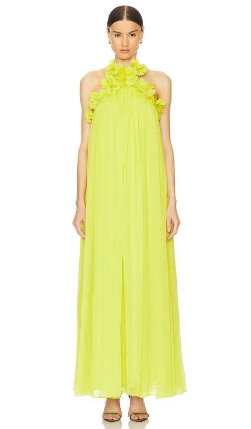 PatBO Hand Embroidered Flower Gown in Yellow Cover