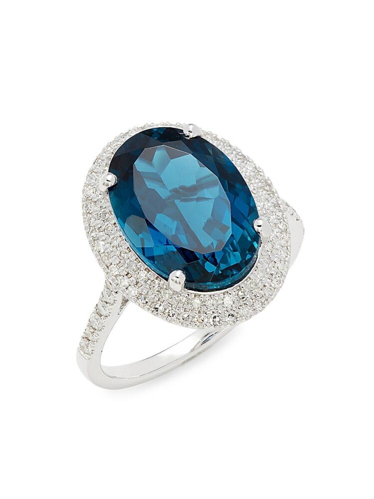 Effy Women's 14K White Gold, Diamond & Blue London Topaz Ring Cover