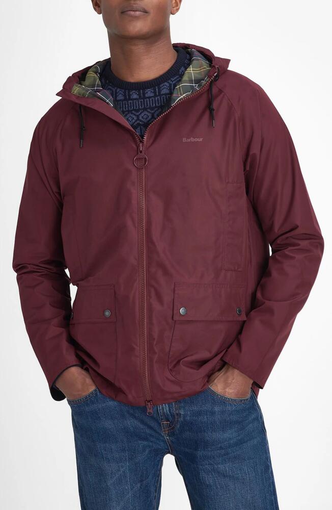 Barbour Hooded Domus Water Resistant Jacket in Bordeaux Cover