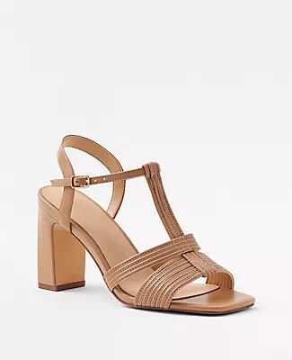 Ann Taylor Leather Strappy High Block Heel Sandals Cover