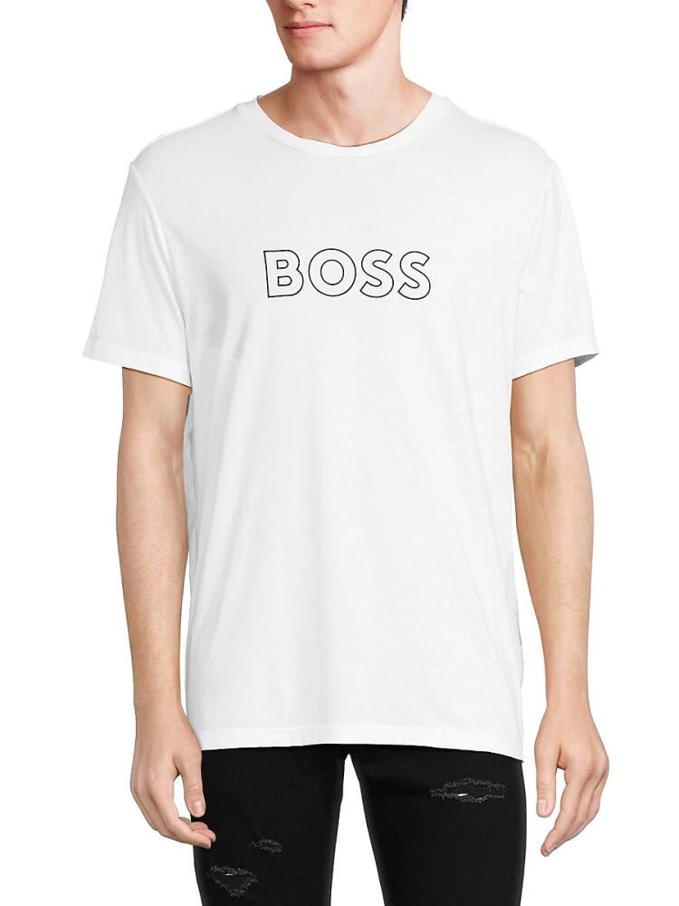 BOSS Men's Logo Swim Tee - White Cover