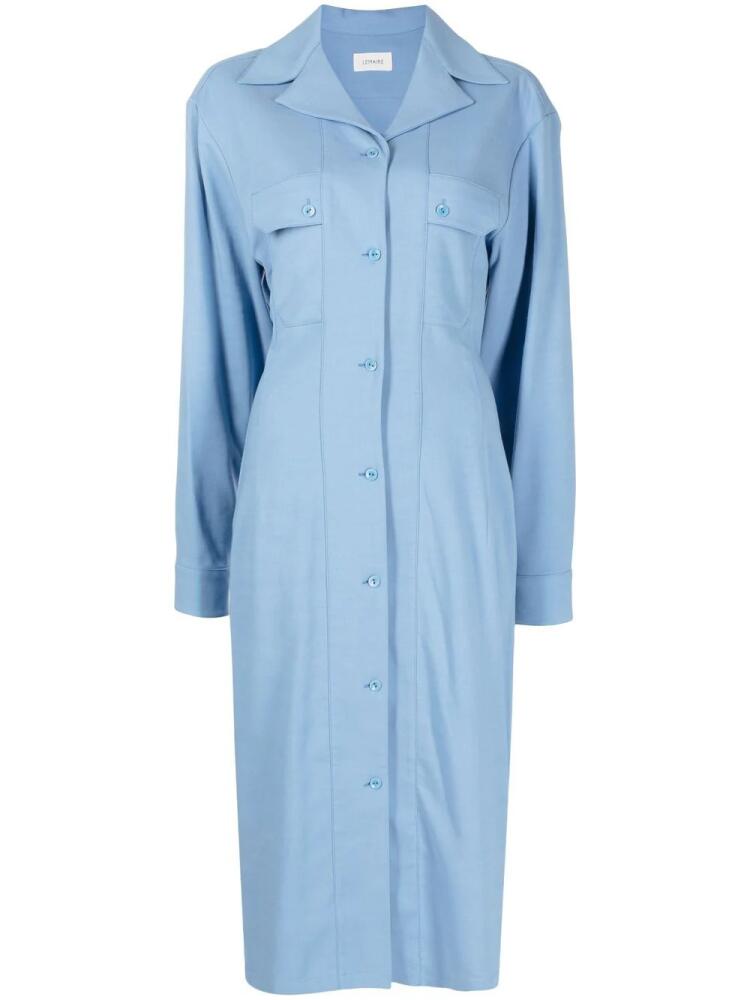 LEMAIRE spread-collar long-sleeve dress - Blue Cover