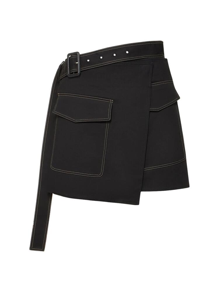 HELMUT LANG Trench Stretch Cotton Mini Wrap Skirt Cover