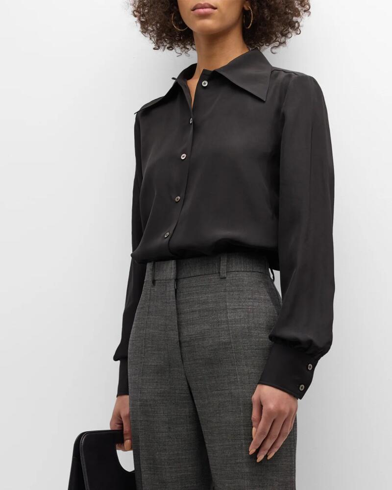 THE ROW Conan Cutaway-Collar Button-Front Silk Shirt Cover