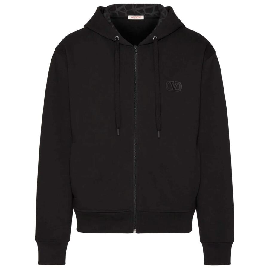 Valentino Mens Black VLogo Signature Zip-Up Hoodie Cover