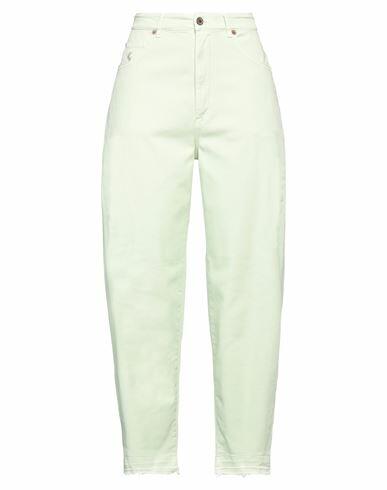 Avantgar Denim By European Culture Woman Pants Light green Cotton, Polyester, Elastane Cover