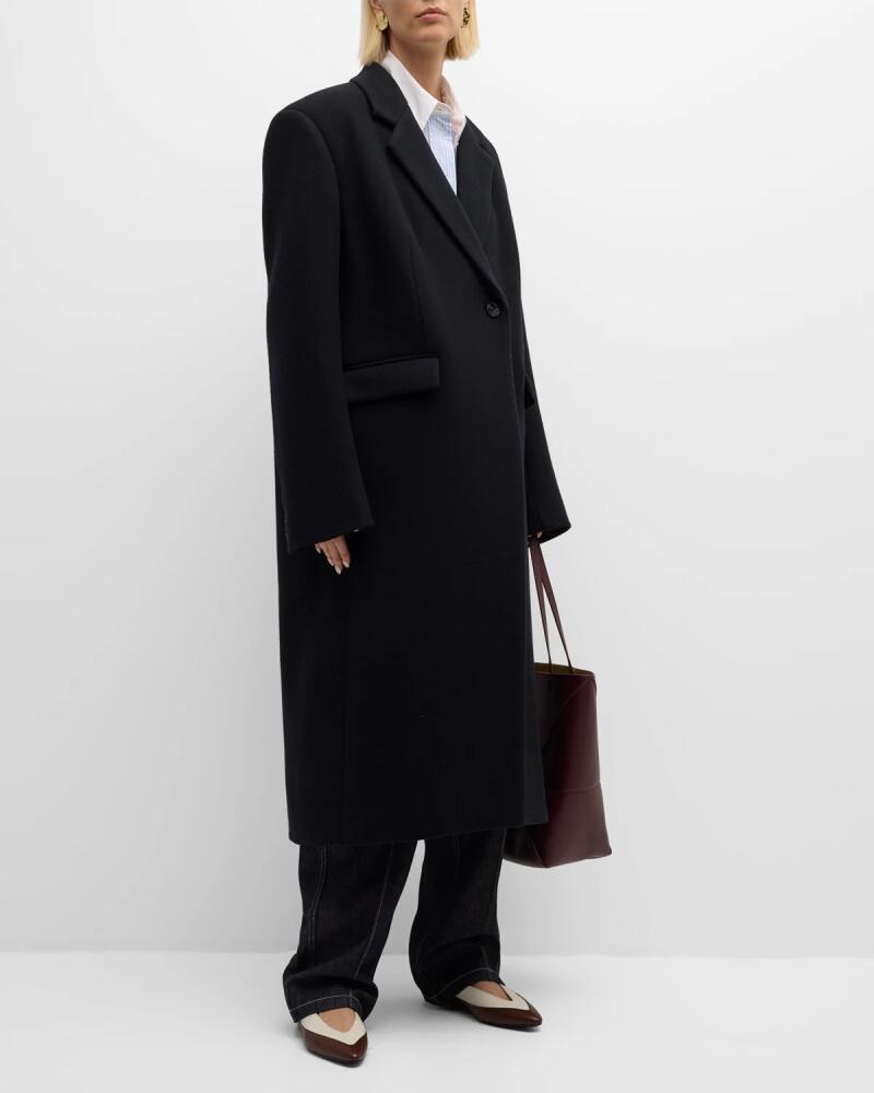 Single-Breasted Long Wool Coat Cover