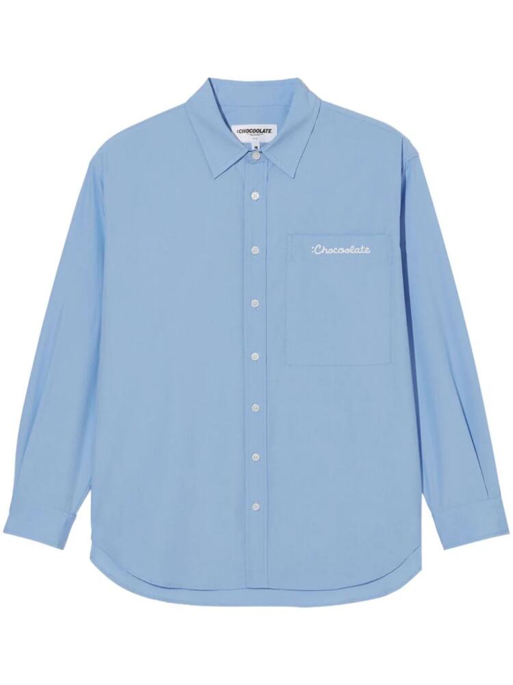 CHOCOOLATE logo-embroidered poplin shirt - Blue Cover