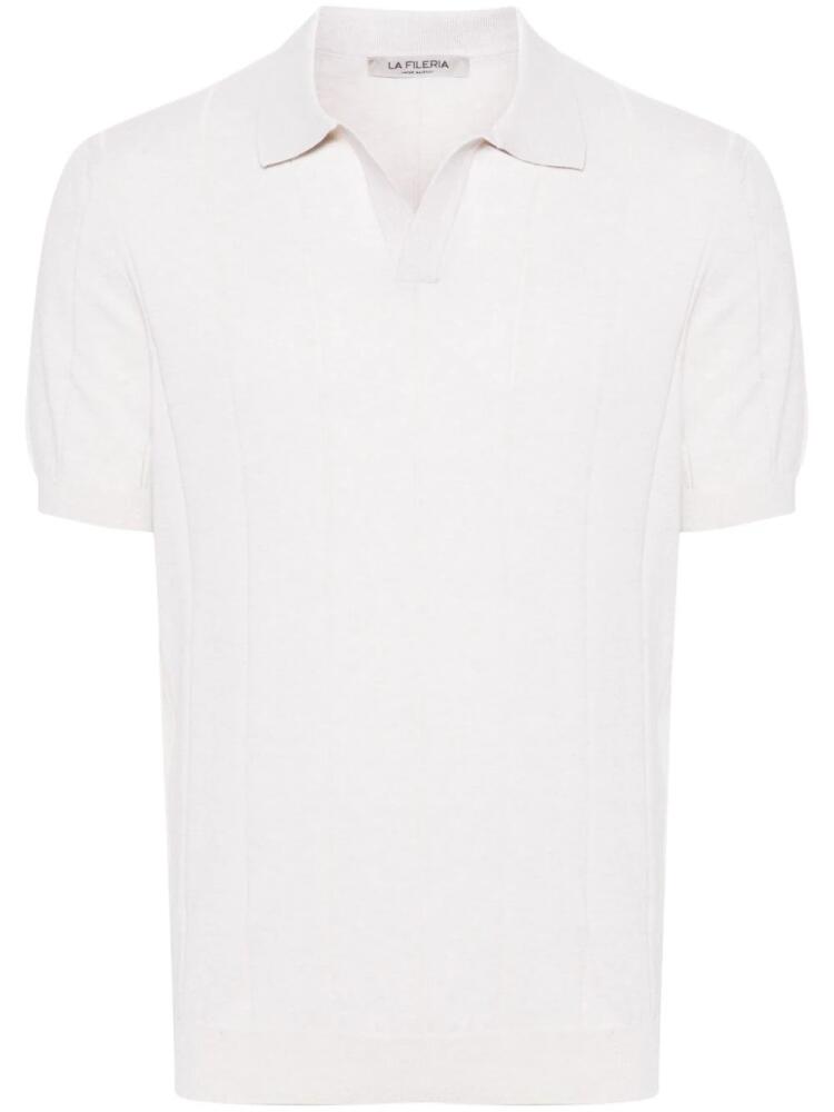 Fileria pinstriped cotton polo shirt - Neutrals Cover