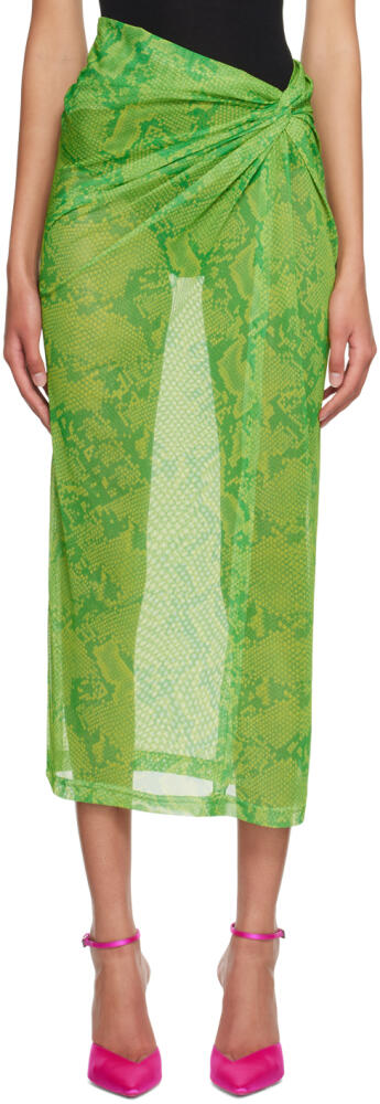 Atlein Green Printed Midi Skirt Cover