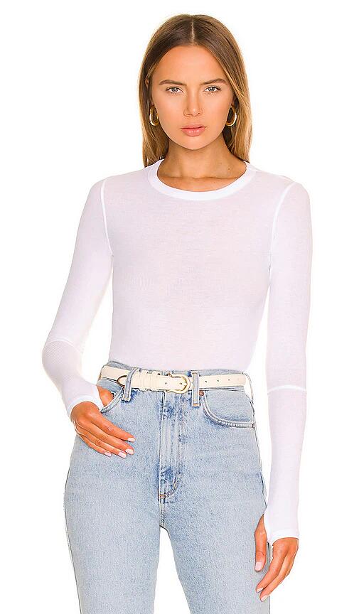 Michael Lauren Everett Long Sleeve Thumbhole Tee in White Cover