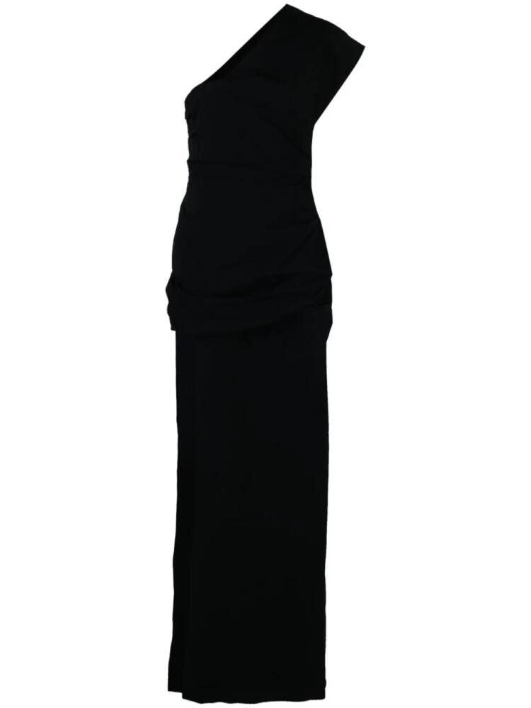 Christopher Esber gathered asymmetric silk gown - Black Cover