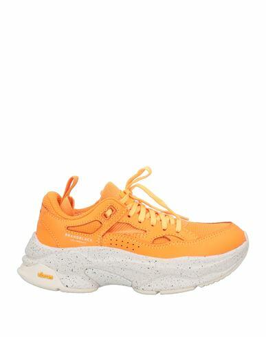 Brandblack Woman Sneakers Orange Leather, Textile fibers Cover