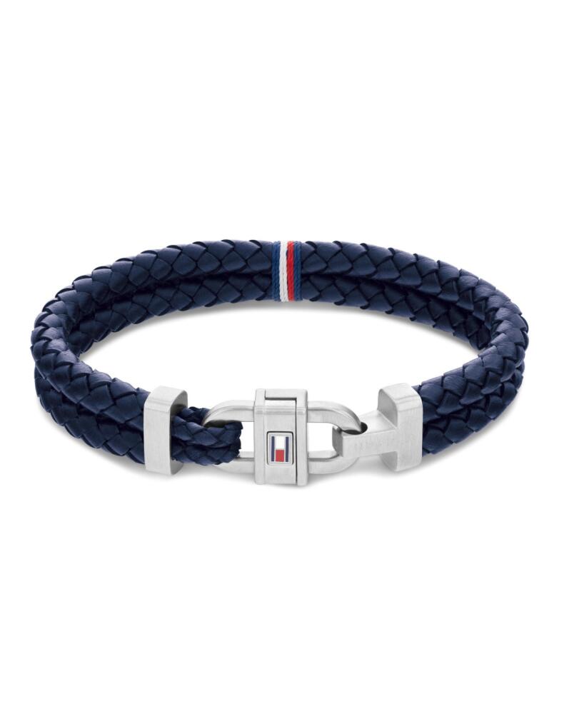 Tommy Hilfiger Men's Leather Braided Bracelet - Navy Cover