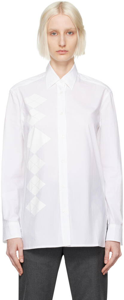 OPEN YY White Argyle Button Down Shirt Cover