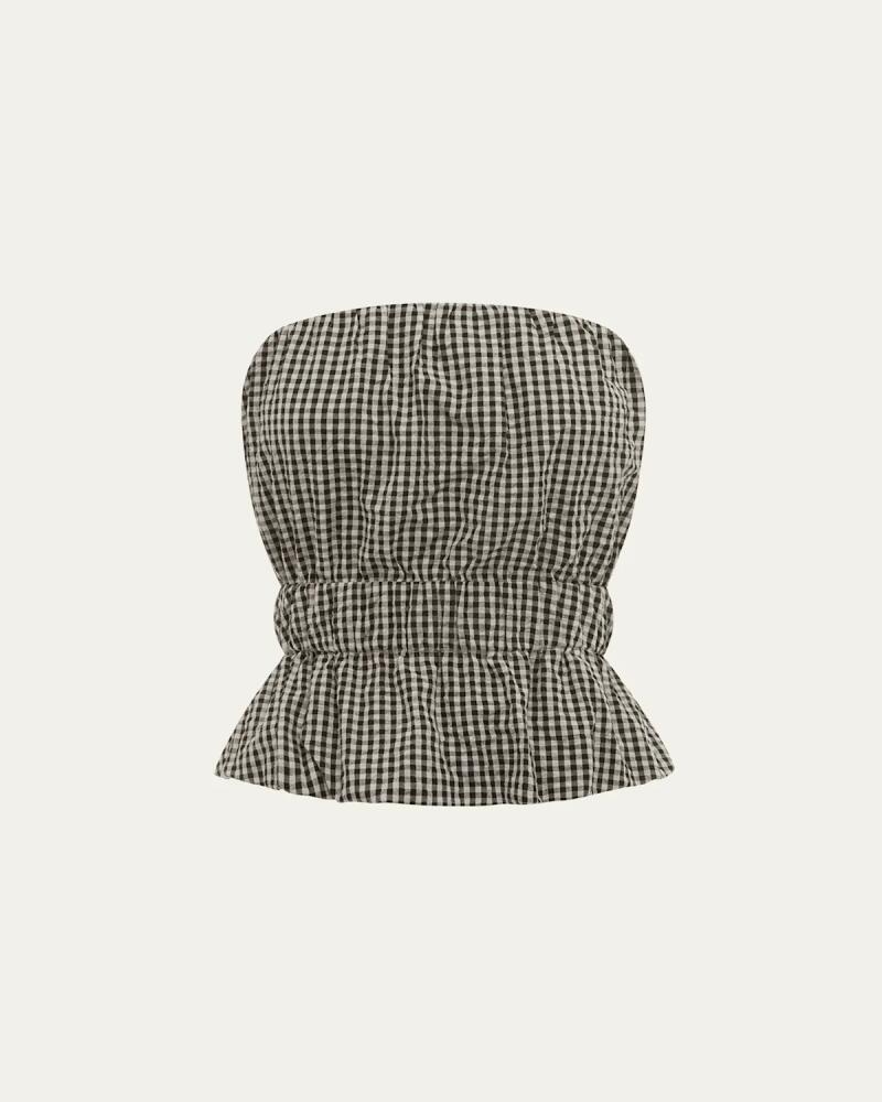 Posse Aurelia Strapless Cotton Gingham Top Cover