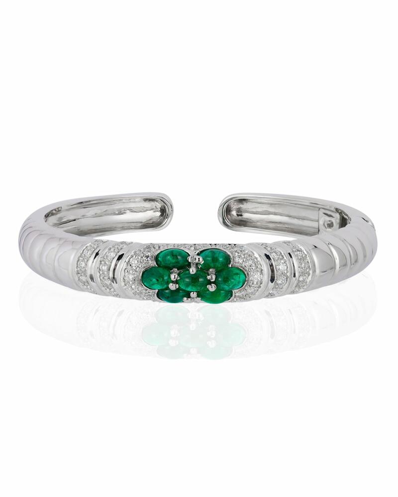 Andreoli 18k White Gold Emerald & Diamond Bangle Cover