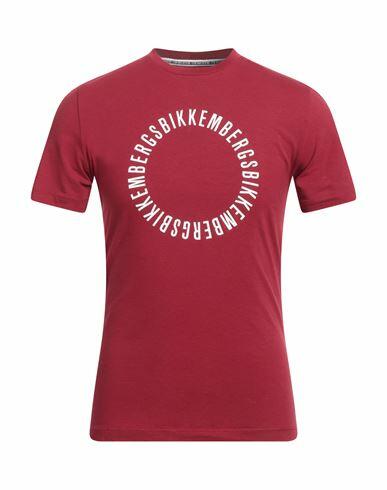 Bikkembergs Man T-shirt Burgundy Cotton, Elastane Cover