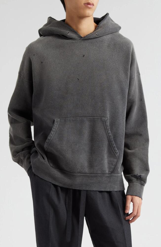 VISVIM Jumbo Distressed Oversize Cotton Fleece Hoodie in Black Cover