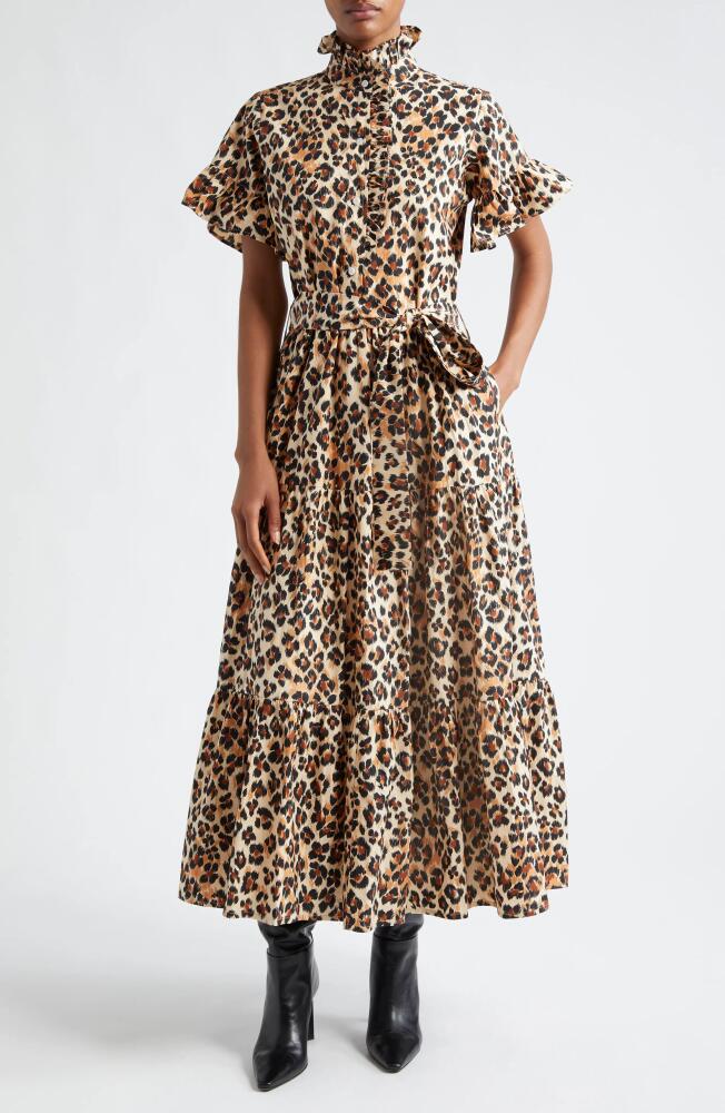 MILLE Victoria Ruffle Front Dress in Cheetah Cover