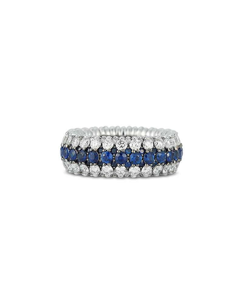 Roberto Demeglio 18K White Gold Blue Sapphire & Diamond Triple Row Stretch Ring Cover