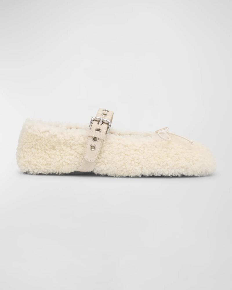 Miu Miu Shearling Mary Jane Ballerina Flats Cover