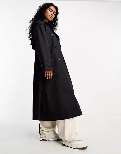 ASOS DESIGN longline trench coat in black Cover