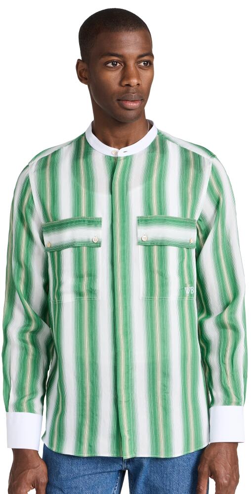 Wales Bonner Cadence Silk Shirt Green and Ivory Cover