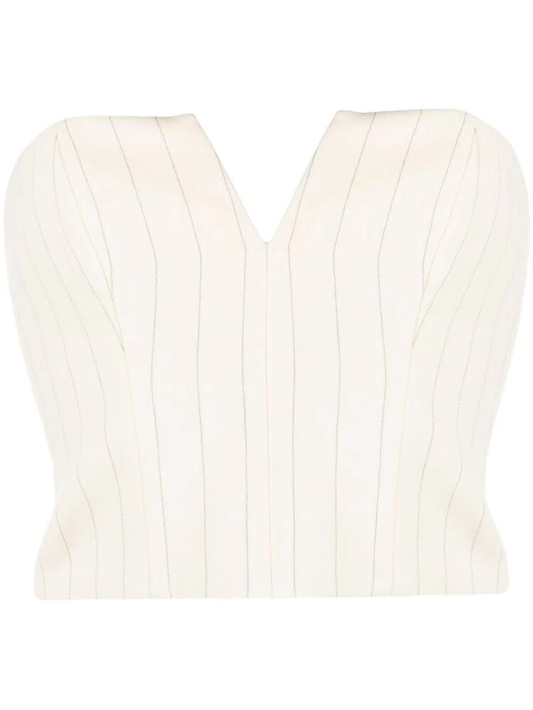 ZIMMERMANN cropped pinstriped corset-style top - Neutrals Cover