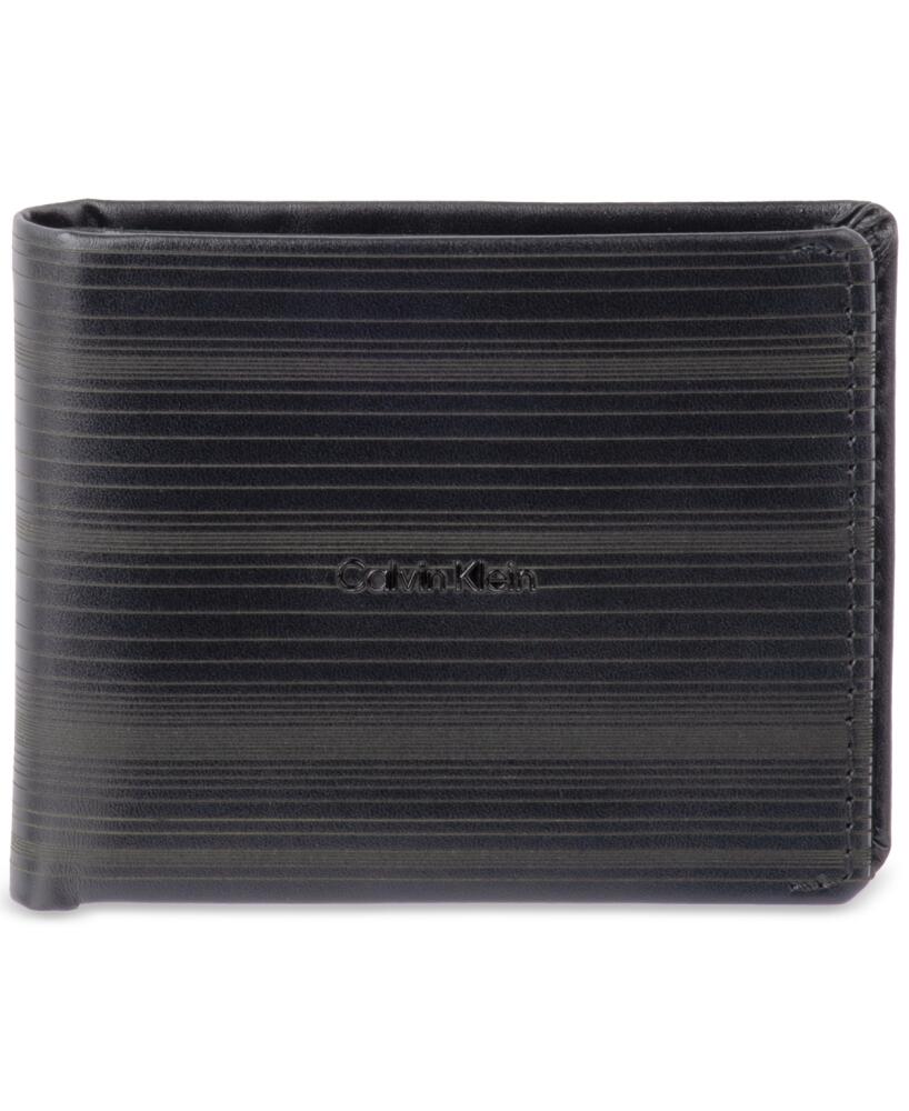 Calvin Klein Men's Laser-Pattern Logo Slim-Fold Logo Wallet - Black Cover