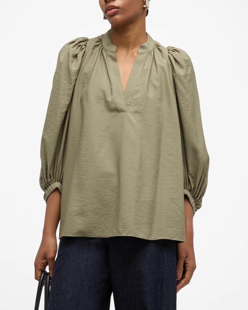 Vanessa Bruno Bell Ruched Blouson-Sleeve Blouse Cover