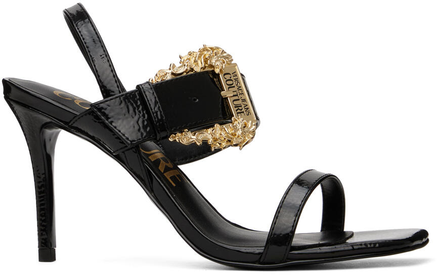 Versace Jeans Couture Black Baroque Emily Slingback Heeled Sandals Cover