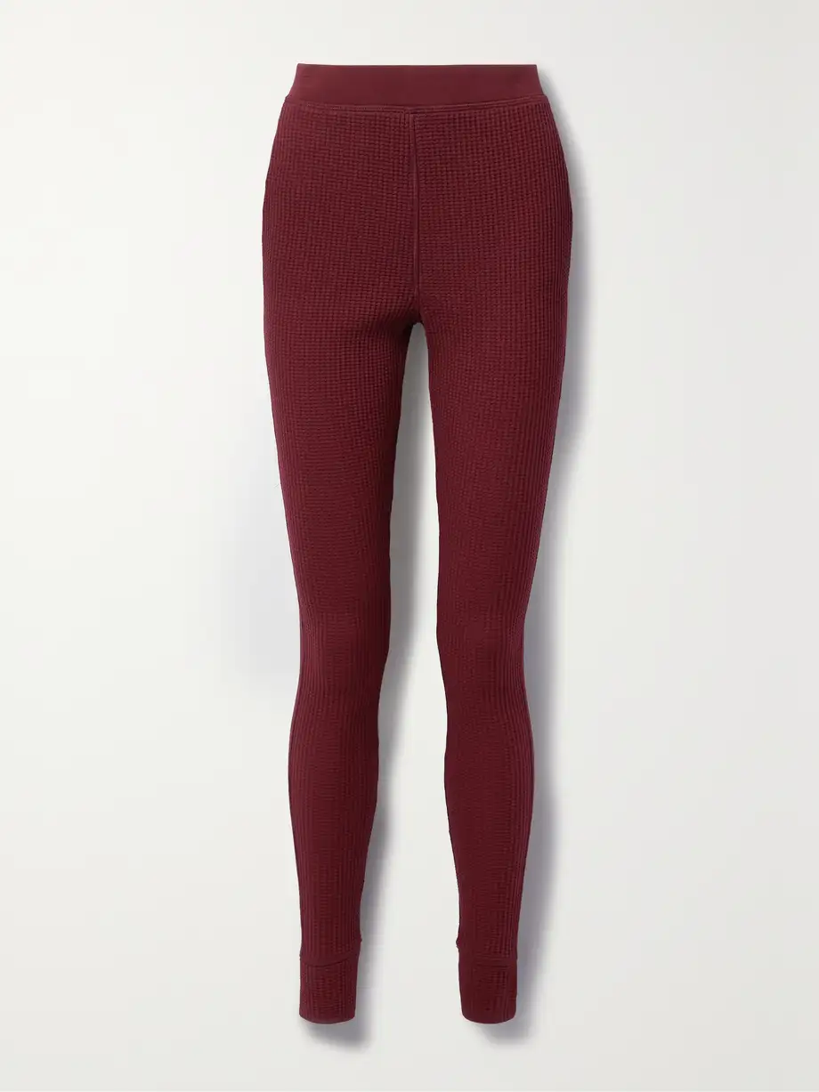 Skin - + Net Sustain Judy Waffle-knit Stretch Organic Cotton-jersey Pajama Pants - Burgundy Cover