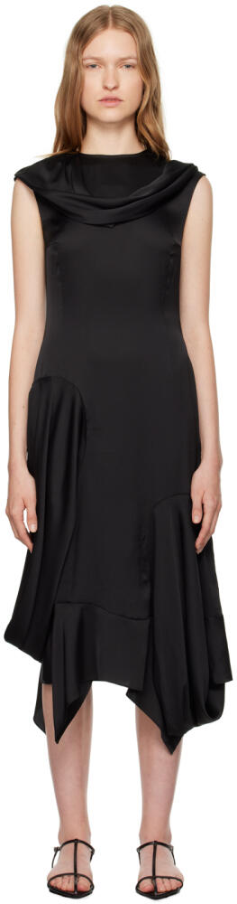 J.Kim Black Basque Vaza Midi Dress Cover