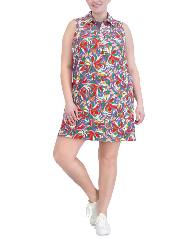 Jessica Howard Plus Size Printed Sleeveless Shift Dress - Multi Cover