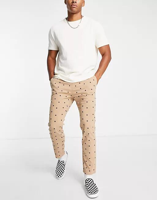 Pacsun flower embroidered pants in beige-Multi Cover