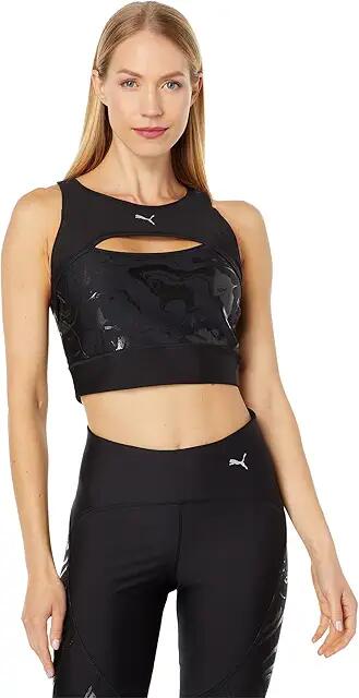 PUMA Run Ultraform All Over Print Crop Tank (Puma Black) Women's Clothing Cover