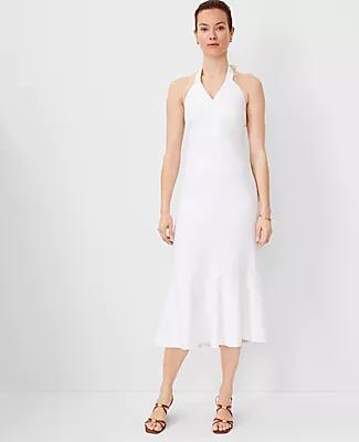 Ann Taylor Linen Blend Halter Midi Dress Cover